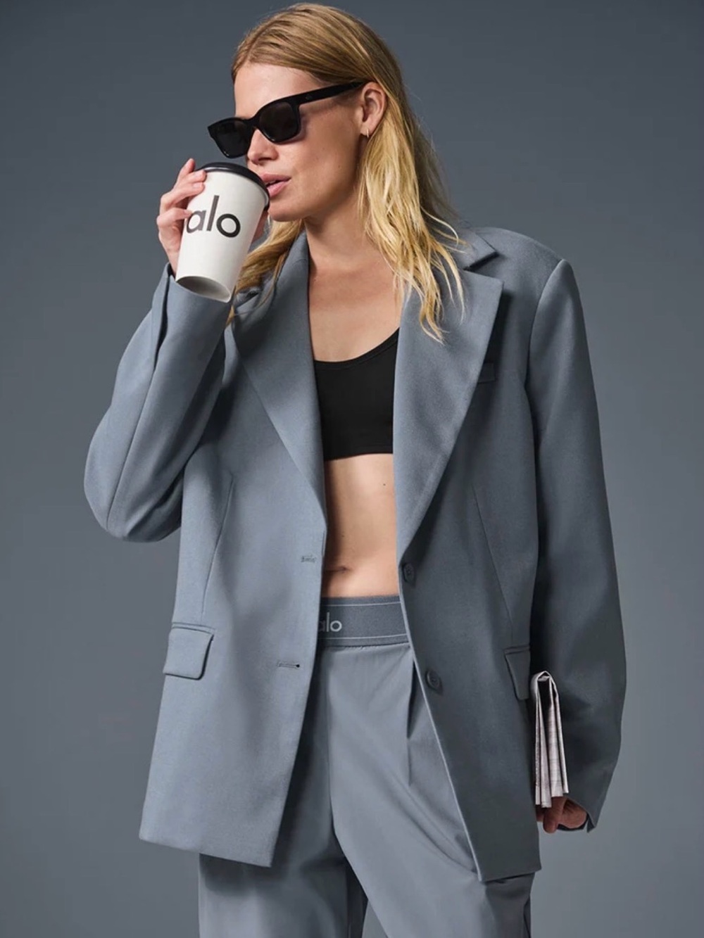 ALO Yoga First Class Blazer Jacket in Slate Blue-Gray